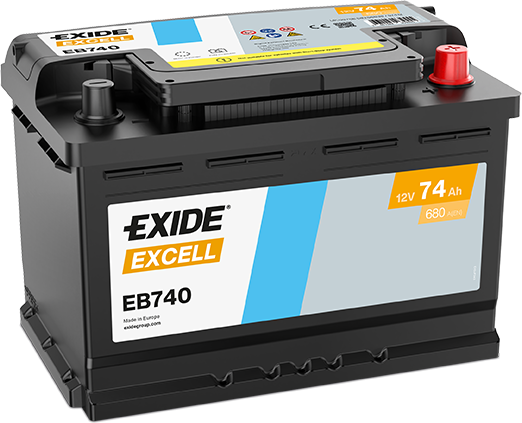 Exide Excell 12V 74Ah 680A EB740 nabitá autobaterie + Tableta do ostřikovačů (2 ks) + možný výkup staré baterie při doručení nebo v prodejně Jinočany