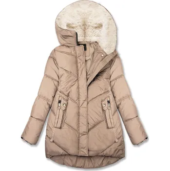 Béžová zimní bunda se zateplenou kapucí