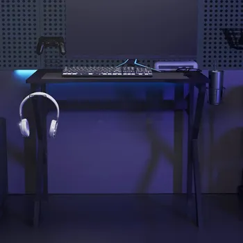 Psací stůl Nábytek XL Herní stůl s nohami ve tvaru K černý 90 x 60 x 75 cm 325400