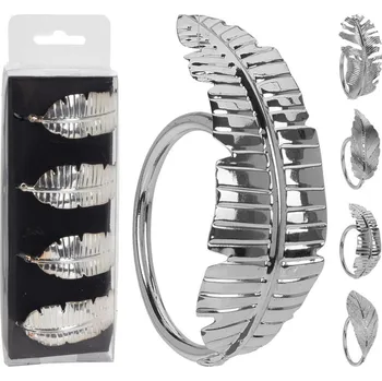 Vánoční dekorace Dekorace prsten na ubrousky 4,5x3 cm sada 4 ks list kov mix