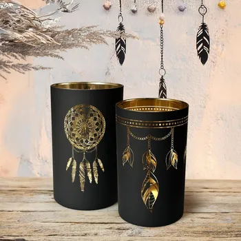 Svícen Skleněný svícen Lapač snů černá