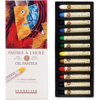 Olejové pastely Sennelier - sada 12 ks - Initiation (základní odstíny)