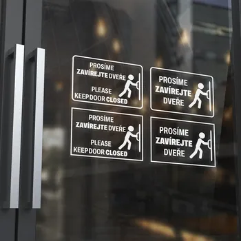 Samolepicí dekorace na vozidlo Samolepka Zavírejte Dveře - 10x7 , CZ+EN