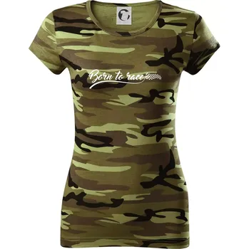 Dámské tričko Born to race - Dámské maskáčové triko - XS ( Zelený maskáč )