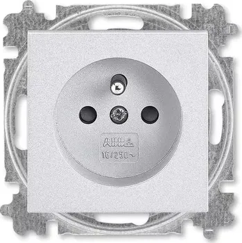 vypínač a zásuvka Zásuvka jednonásobná 55×55, s ochranným kolíkem, s clonkami, 6619H-A06557 70, ABB, Levit®M, titanová (ABB, Levit®M, titanová)