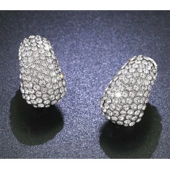 Náušnice B-TOP Dámské náušnice klipsy LUXURY CRYSTAL - stříbrná