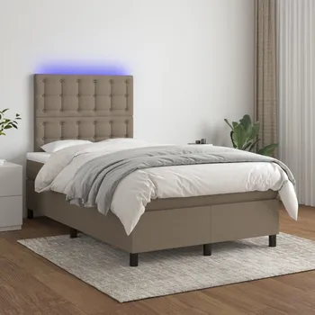 Postel vidaXL Box spring postel s matrací a LED 120 x 200 cm textil [3135187] Barva: taupe