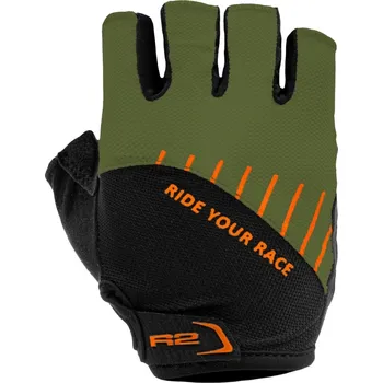 Cyklistické rukavice Rukavice R2 VOUK Black/Khaki Green Velikost: L