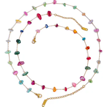 Náhrdelník B-TOP Pozlacený náhrdelník z nerezové oceli s barevnými kamínky z mušle