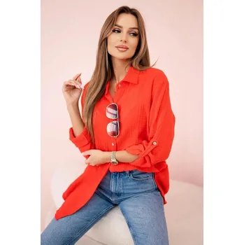Dámská košile Dámská mušelínová košile 208 Červená - K-Fashion UNI červená
