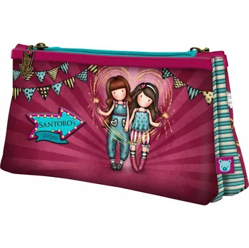 Kosmetická taška Kosmetická taštička do školy Gorjuss Fireworks Vínová (2 přihrádky) (21.5 x 11,5 x 5 cm)