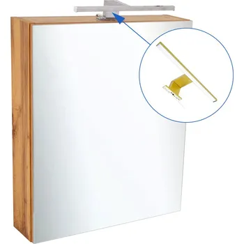 Koupelnový nábytek BPS-koupelny Zrcadlová skříňka Ideal OW 50 ZS LED-G s osvětlením Any LED 30 G, zlatá