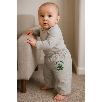 Chlapecké kalhoty Šusťákové kalhoty ŽABKA - šedé Dětské velikosti (půlené): 9-12