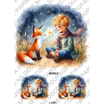 Umělecký papír Rýžový a soft papír na decoupage - Malý Princ - KB02003 Materiál: Soft, Rozměr: A4