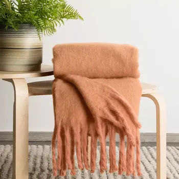 deka Luxusní mohérová deka se střapci - cihlová Šířka: 130 cm | Délka: 170 cm