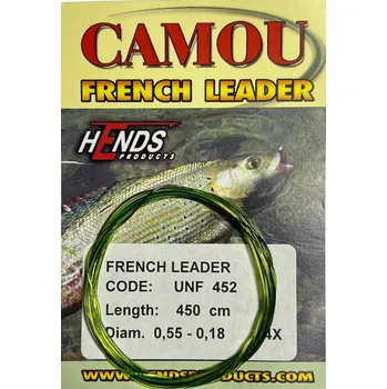 Hends Francouzský Návazec Camou French Leader Camou Fluo 4,5m Délka: 4,5m, Průměr: 0,55-0,18mm