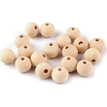 Dětské navlékací korálky Dřevěný korálek Ø14 mm s větším průvlekem - natural VÝHODNÉ BALENÍ 40ks