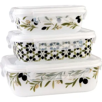 Dóza na potraviny Dóza skleněná hermetická, olivy, sada 3 ks