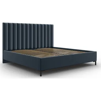 Postel Tmavě modrá čalouněná dvoulůžková postel s úložným prostorem s roštem 140x200 cm Casey – Mazzini Beds ID_1653574