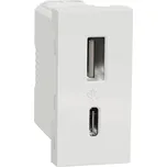 Schneider Electric NU301618 Unica - Dvojitý nabíjecí USB konektor A+C 2.4A, 1M, Bílý