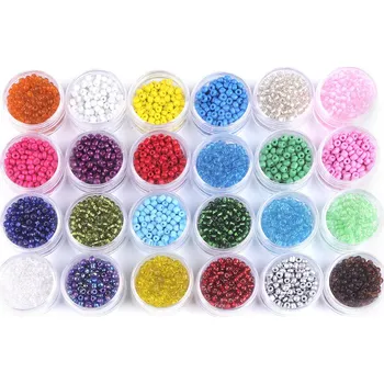 Korálek Skleněný rokajl mix v dóze 8-12 g Ø4 mm Varianta: mix, Balení: 24 dóza