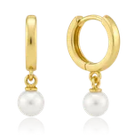 MINET Zlaté náušnice kroužky s přírodní perlou Au 585/1000