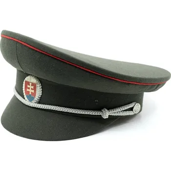 Čepice Brigadýrka SK stříbrný odznak, červená linka ZELENÁ