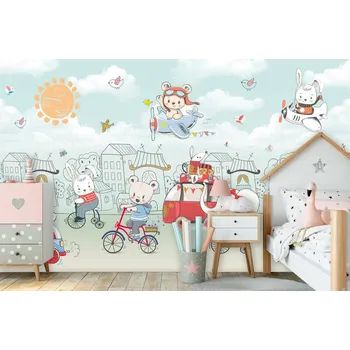 Fototapeta Dětská fototapeta na zeď - Zvířátka ve městě Typ: Vliesová