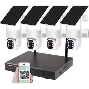 Kompletní kamerový systém Bezdrátový solární PTZ 4 kamerový systém Wifi IP Pro WIP4-211B 4MPx, CZ menu