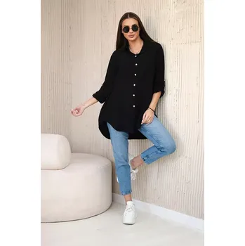 Dámská košile Bavlněná Mušelínová košile 208-2 černá univerzální S/M/L 100% bavlna (univerzální )