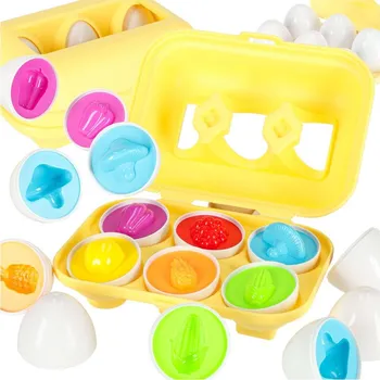 Puzzle KIK vzdělávací puzzle třídič tvarů vajíček montessori ovoce zelenina 6ks