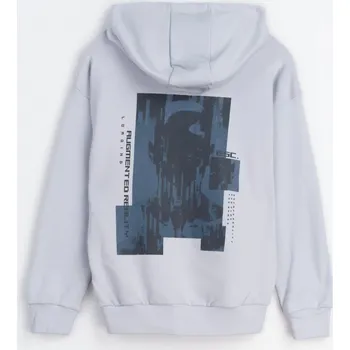 Chlapecká mikina Reporter Young | Chlapecká šedá mikina s kapucí, potiskem na zádech a zapínáním na zip - Barva ŠEDÁ, Velikost 164 243-0555B-10-120-1