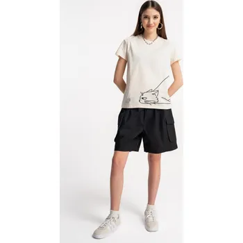 Dívčí kraťasy Reporter Young | Dívčí černé kraťasy s prostornými kapsami - Barva ČERNÁ, Velikost 146 251-0112G-45-100-1