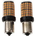 Oranžová LED žárovka do auta BAY15s sada 2ks jednopólová HT-9134