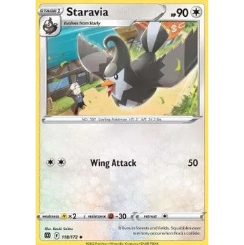 Sběratelská karetní hra Pokémon BRS 118/172 Staravia - Brilliant Stars Stav: Near Mint, Verze: NORMAL
