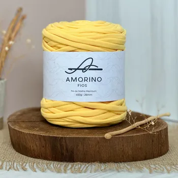 Příze Amorino Fios Textilní špagáty Amorino Fio - Premium 26mm Amarelo Solar