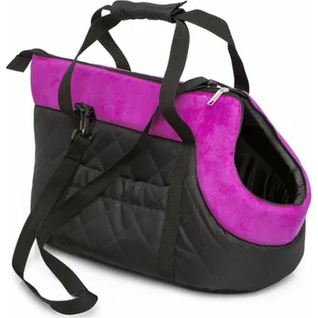 Cestovní taška Hobbydog Taška R3 ČERNÁ S RŮŽOVÝM ŠÁLEM (NUBUK)