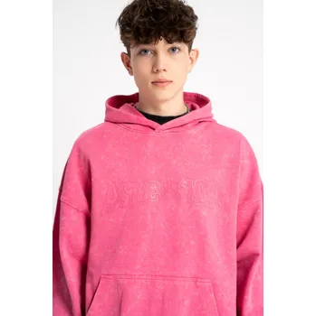 Chlapecká mikina Reporter Young | Chlapecká růžová oversize mikina s kapucí a potiskem vpředu „ASCENSION“ - Barva RŮŽOVÁ, Velikost 158 253-0551B-21-620-1