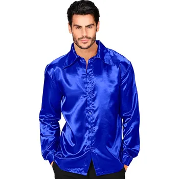 Karnevalový doplněk Saténová košile modrá Pánská velikost: S (42-44)