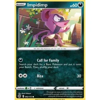 Volný čas Pokémon BRS 092/172 Impidimp - Brilliant Stars Stav: Near Mint, Verze: NORMAL