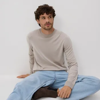 Pánský svetr Reserved - Svetr s vysokým podílem viskózy - béžová - 040FR-08X - 040FR-08X-S