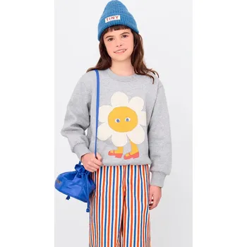 Chlapecká mikina Dětská bavlněná mikina Tinycottons FLOWER GRAPHIC SWEATSHIRT AW25.287 šedá 09X, vel. 98