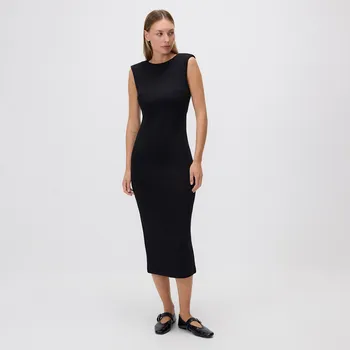 Dámské šaty Reserved - Midi šaty s příměsí viskózy - černý - 935GA-99X - 935GA-99X-S