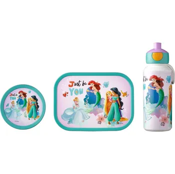 Svačinový box MEPAL Campus Disney Princess 3 el. - svačinová krabička / svačinová krabička s ovocným kontejnerem a lahví