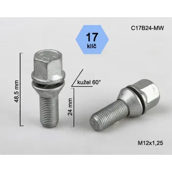 Šroubek na kolo Šroub na kola pro DS3 r.v. 2023 - (U) SUV na plechová kola, stříbrný, BIMECC