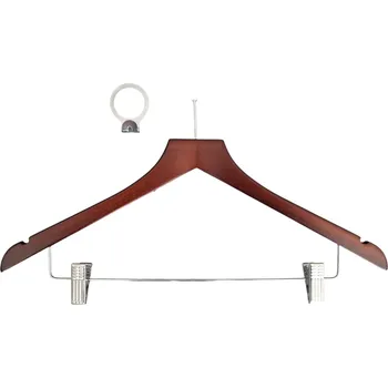 Věšák Dřevěný věšák s kroužkem proti krádeži a kleštěmi na kalhoty 10 kusů