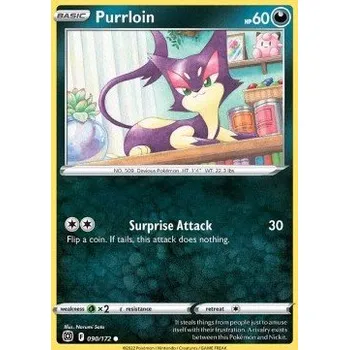 Sběratelská karetní hra Pokémon BRS 090/172 Purrloin - Brilliant Stars Stav: Near Mint, Verze: NORMAL