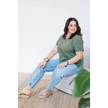 Dámské oblečení Dámské tričko BASIC ROLL khaki - TRROKHM