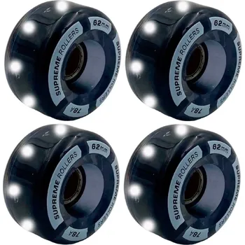 Kolečko k in-line bruslím Supreme - Light Up Black - 62mm - svítící kolečka na trekové brusle (4 kusy)
