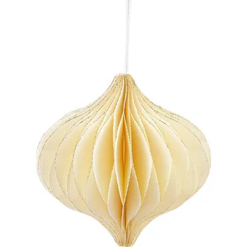 Vánoční dekorace Papírová vánoční ozdoba na stromeček - baňka Varianta: 4 (10 cm) krémová světlá zlatá, Balení: 1 ks